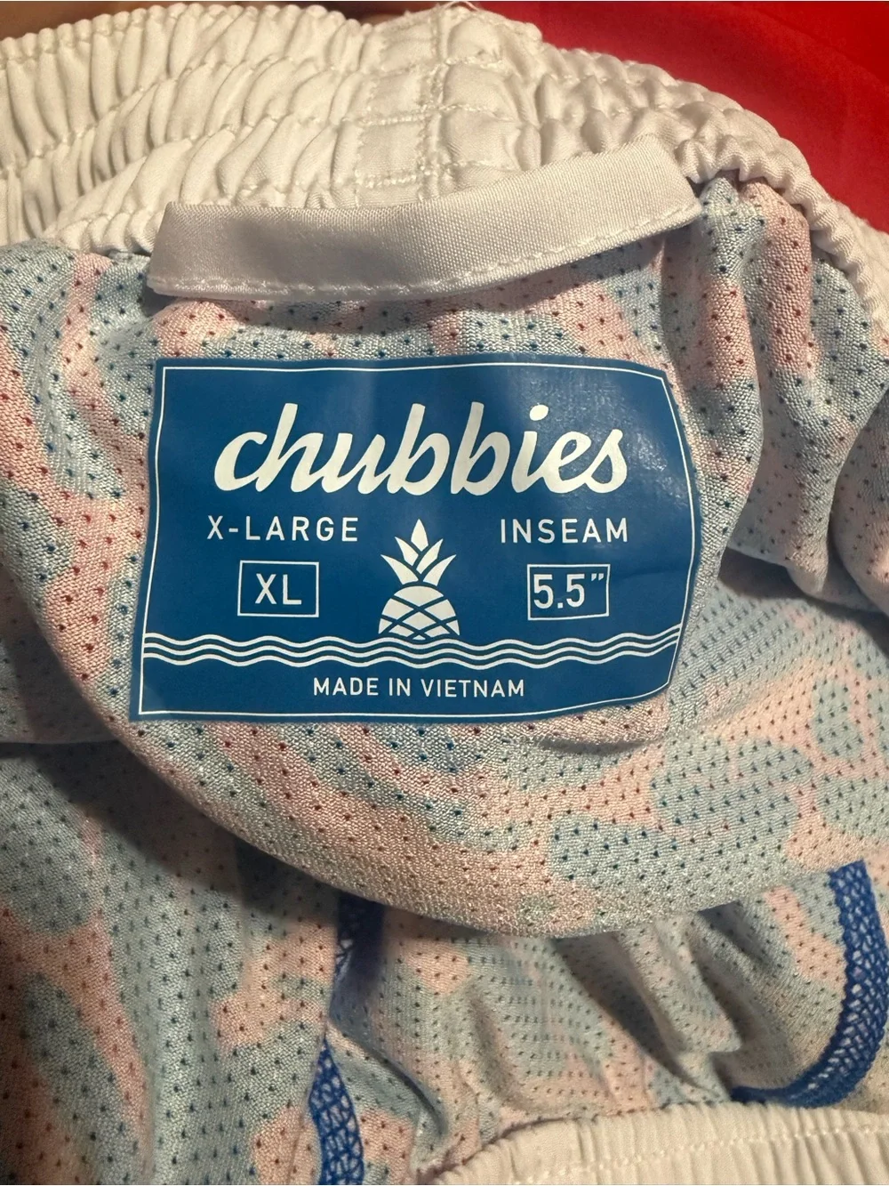 chubbies Red, Blue & White Colorblock Swim Trunks
